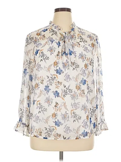 Pre-owned Allegra K 3/4 Sleeve Blouse In Ivory