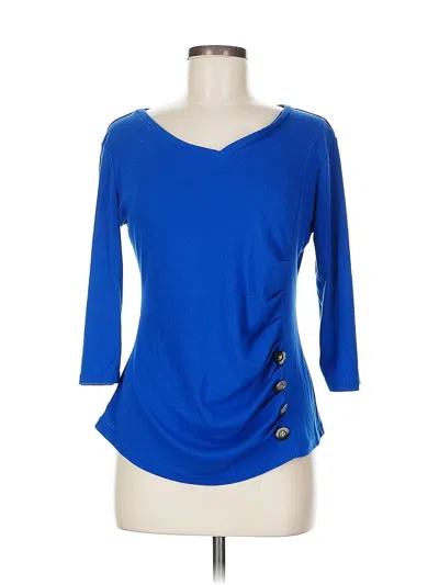 Pre-owned Allegra K 3/4 Sleeve Top Blue Sweetheart Neckline Tops