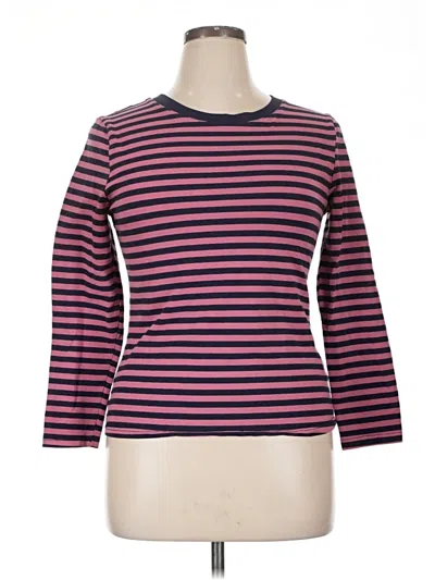 Pre-owned Allegra K 3/4 Sleeve T-shirt In Burgundy