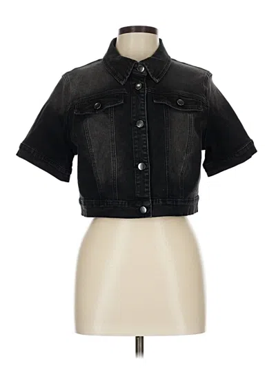 Pre-owned Allegra K Denim Vest In Black