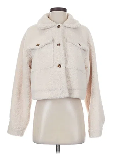 Pre-owned Allegra K Faux Fur Jacket In White