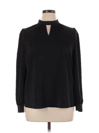 Pre-owned Allegra K Long Sleeve Blouse In Black