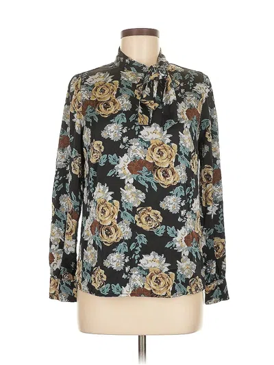 Pre-owned Allegra K Long Sleeve Blouse In Black