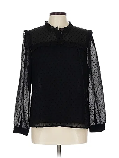 Pre-owned Allegra K Long Sleeve Blouse In Black