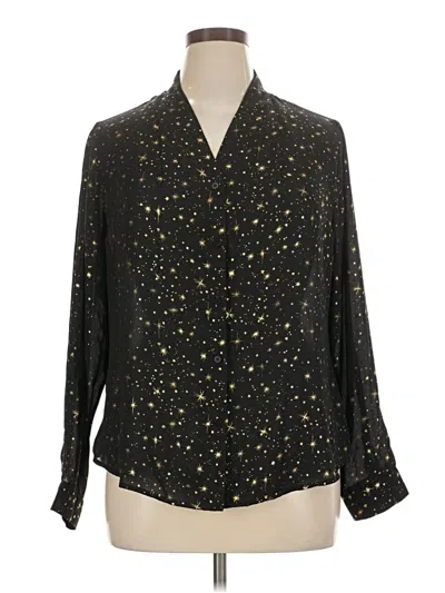 Pre-owned Allegra K Long Sleeve Blouse In Black