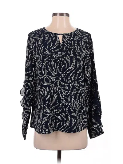 Pre-owned Allegra K Long Sleeve Blouse In Blue