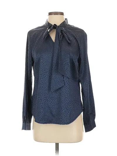 Pre-owned Allegra K Long Sleeve Blouse In Blue