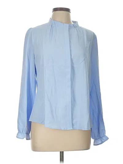 Pre-owned Allegra K Long Sleeve Blouse In Blue