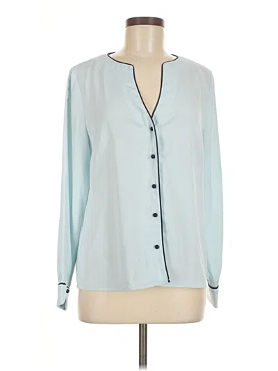 Pre-owned Allegra K Long Sleeve Blouse In Blue
