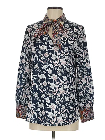 Pre-owned Allegra K Long Sleeve Blouse In Blue