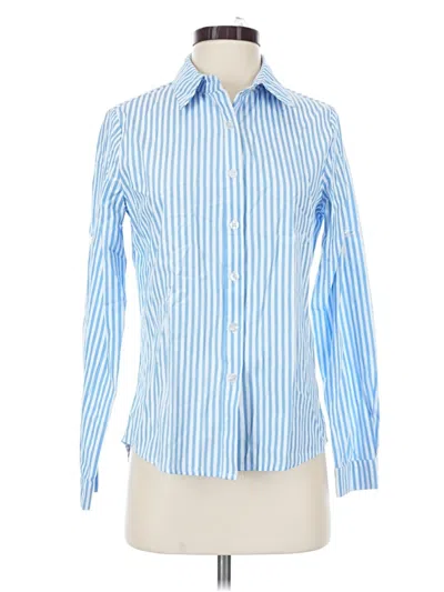 Pre-owned Allegra K Long Sleeve Blouse In Blue