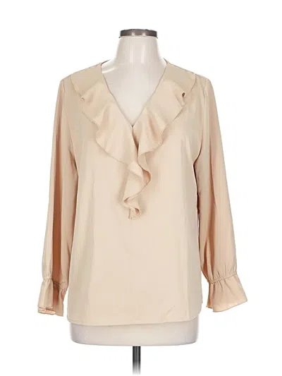 Pre-owned Allegra K Long Sleeve Blouse In Brown