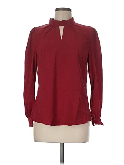 Pre-owned Allegra K Long Sleeve Blouse In Burgundy