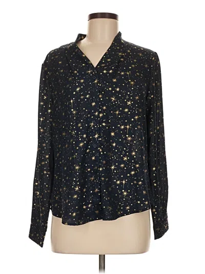 Pre-owned Allegra K Long Sleeve Blouse In Gold