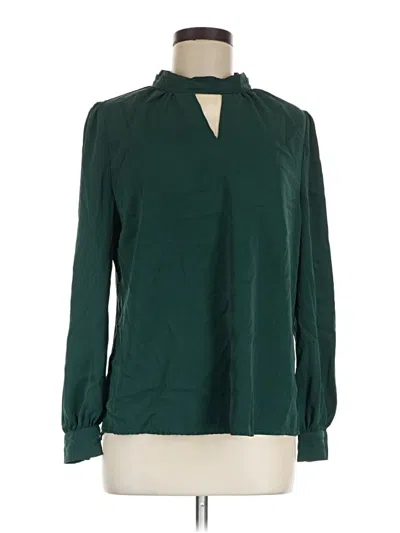 Pre-owned Allegra K Long Sleeve Blouse In Green