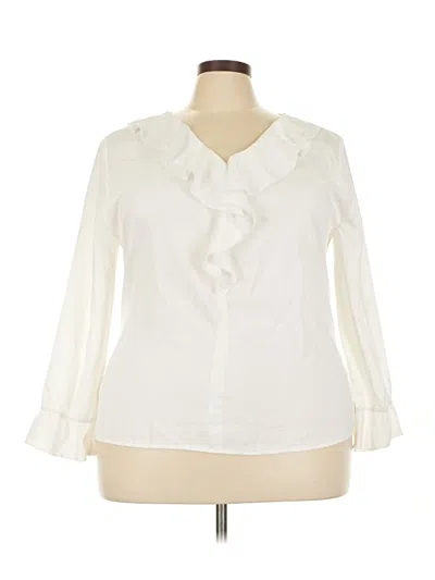 Pre-owned Allegra K Long Sleeve Blouse In Ivory