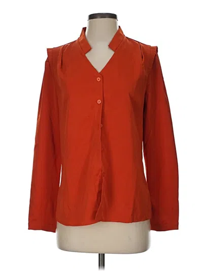 Pre-owned Allegra K Long Sleeve Blouse In Orange