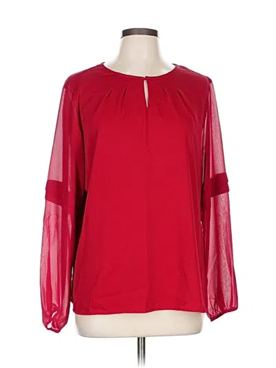 Pre-owned Allegra K Long Sleeve Blouse In Red