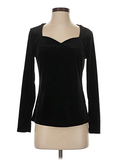 Pre-owned Allegra K Long Sleeve Top Black Sweetheart Neckline Tops