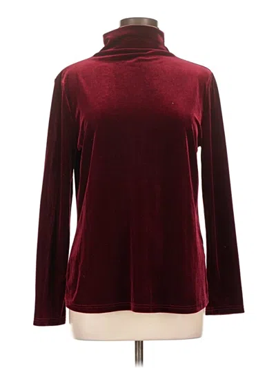 Pre-owned Allegra K Long Sleeve Top Burgundy Turtleneck Tops