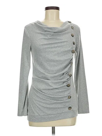 Pre-owned Allegra K Long Sleeve Top Gray Cowl Neck Tops