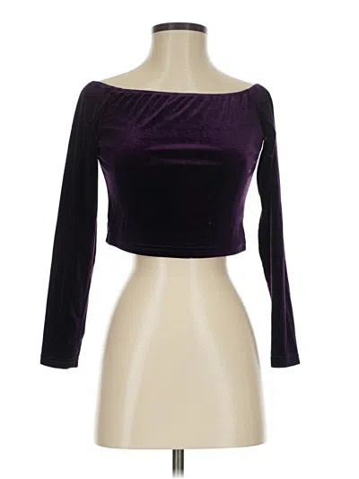 Pre-owned Allegra K Long Sleeve Top Purple Boatneck Tops
