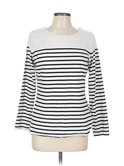 Pre-owned Allegra K Long Sleeve Top White Boatneck Tops