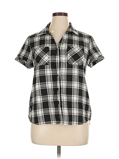 Pre-owned Allegra K Short Sleeve Blouse In Black