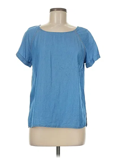 Pre-owned Allegra K Short Sleeve Blouse In Blue