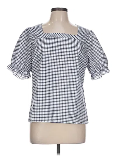 Pre-owned Allegra K Short Sleeve Blouse In Blue