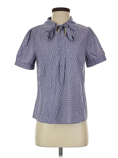 Pre-owned Allegra K Short Sleeve Blouse In Blue