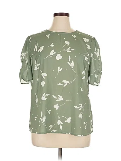 Pre-owned Allegra K Short Sleeve Blouse In Green