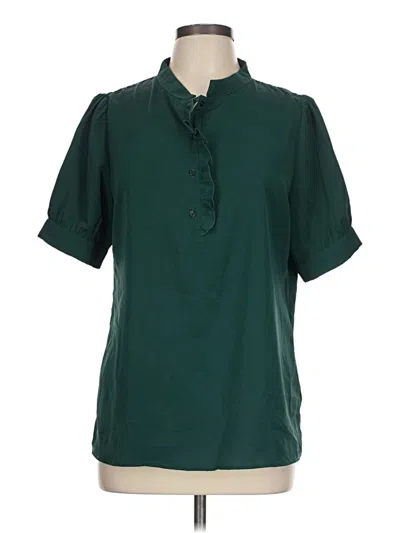 Pre-owned Allegra K Short Sleeve Blouse In Green