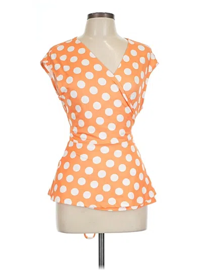 Pre-owned Allegra K Short Sleeve Blouse In Orange