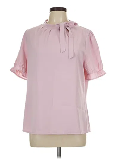 Pre-owned Allegra K Short Sleeve Blouse In Pink
