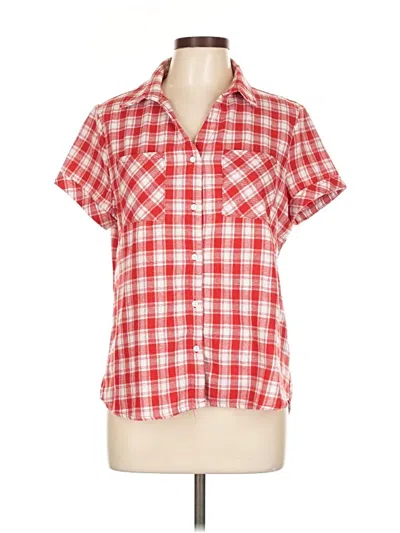 Pre-owned Allegra K Short Sleeve Blouse In Red