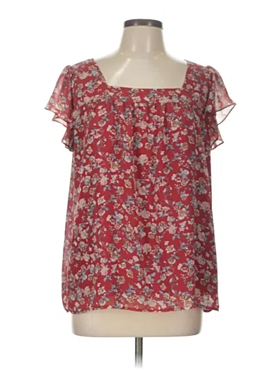 Pre-owned Allegra K Short Sleeve Blouse In Red