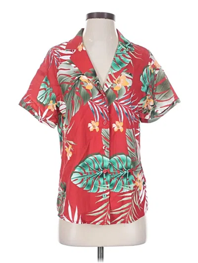 Pre-owned Allegra K Short Sleeve Blouse In Red