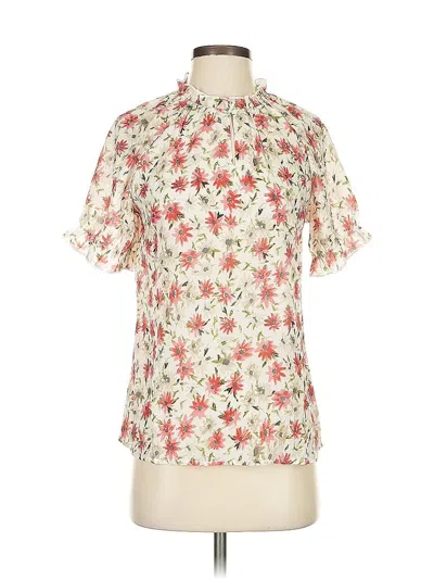 Pre-owned Allegra K Short Sleeve Blouse In White