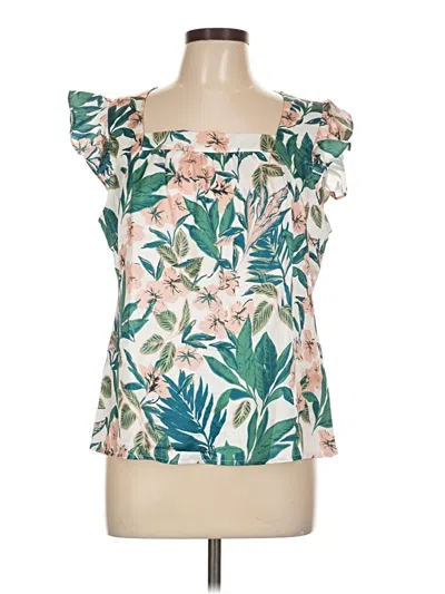 Pre-owned Allegra K Short Sleeve Blouse In White