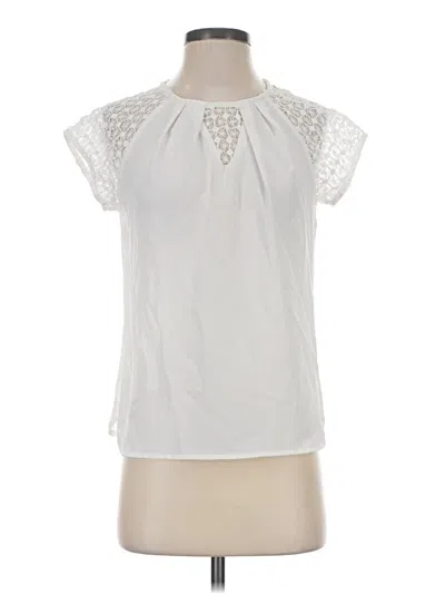 Pre-owned Allegra K Short Sleeve Blouse In White