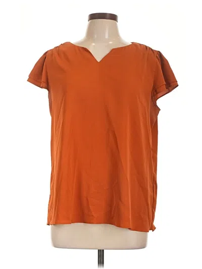 Pre-owned Allegra K Short Sleeve Top Orange V-neck Tops