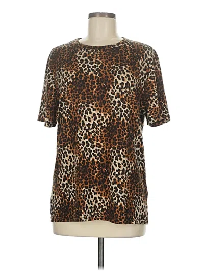 Pre-owned Allegra K Short Sleeve T-shirt In Brown