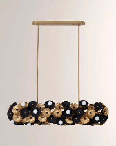 Allegri Crystal By Kalco Lighting Damask 48" Island Light In Black And Vintage Brass