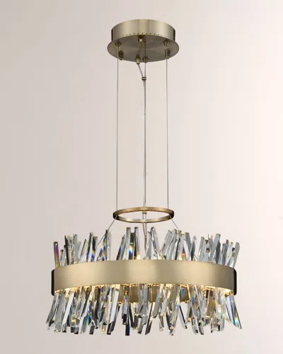 Allegri Crystal By Kalco Lighting Glacier 20" Led Round Pendant In Gold