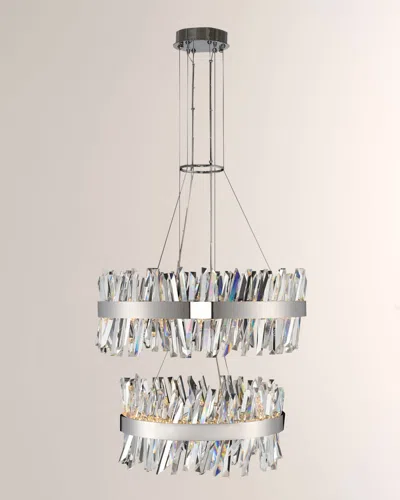 Allegri Crystal By Kalco Lighting Glacier 25 + 32" 2 Tier Led Round Chandelier In Polished Chrome