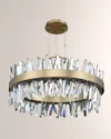 Allegri Crystal By Kalco Lighting Glacier 32" Round Led Pendant Light In Brushed Champagne Gold