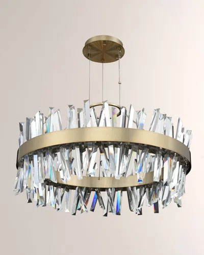 Allegri Crystal By Kalco Lighting Glacier 32" Round Led Chandelier In Brushed Champagne Gold