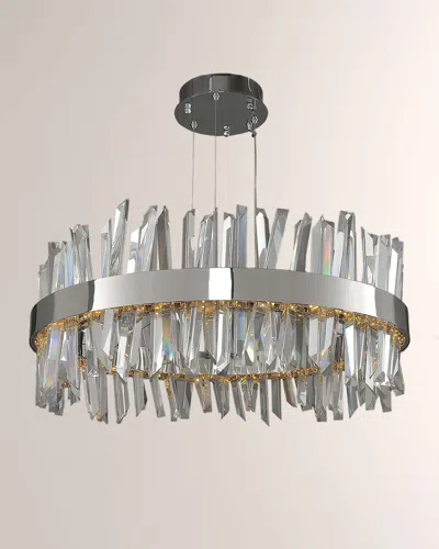 Allegri Crystal By Kalco Lighting Glacier 32" Round Led Chandelier In Polished Chrome
