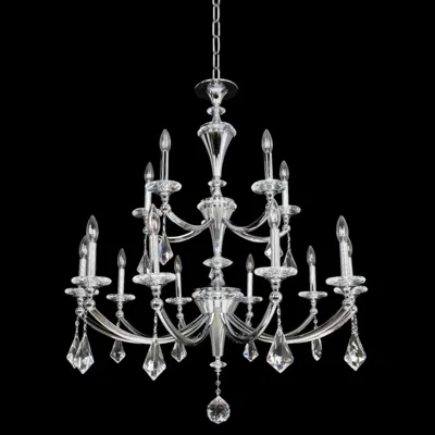 Allegri Floridia 37" Wide Chrome 15-light 2-tier Chandelier